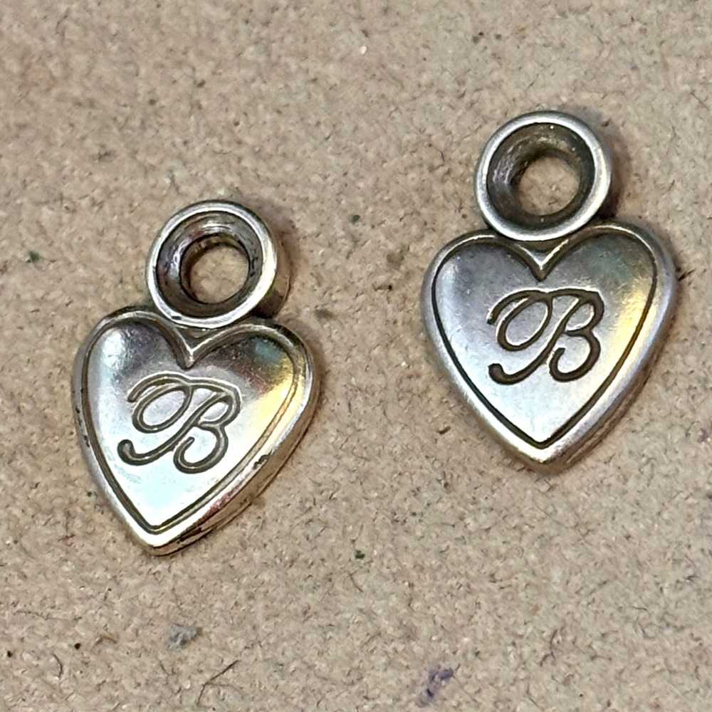 Two Brighton heart earring charms Silver w 🅱️ logo Fit MINI holders ONLY Retired
